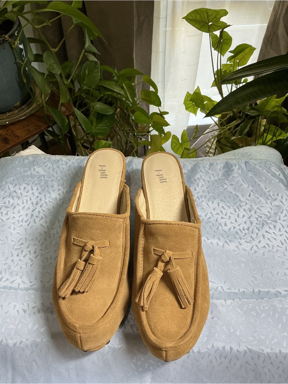 J. Jill Tan Suede Tassel Mule Slides
